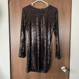 Elegant Black Sequin Mini Dress